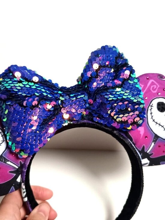 Custom Nightmare Before Christmas Minnie Ears Headband Purple Jack Skellington main image 7